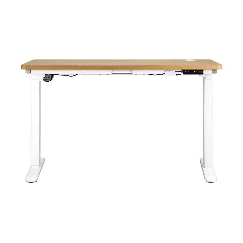 OIKITURE Sit Stand Desk Motorised Standing Desk Adjustable Table 160cm Lenght White and Oak-Standing Desk-PEROZ Accessories