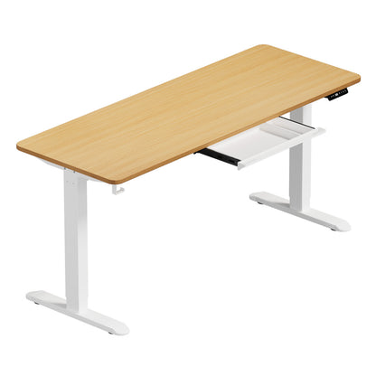 Oikiture 160cm Standing Desk With Drawer Motorized Adjustable White-Standing Desk-PEROZ Accessories