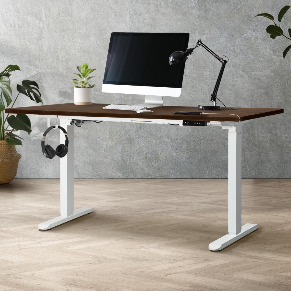 OIKITURE Sit Stand Desk Motorised Standing Desk Adjustable Table 160cm Lenght White and WN-Standing Desk-PEROZ Accessories
