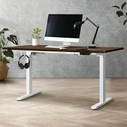 OIKITURE Sit Stand Desk Motorised Standing Desk Adjustable Table 160cm Lenght White and WN-Office Desks-PEROZ Accessories