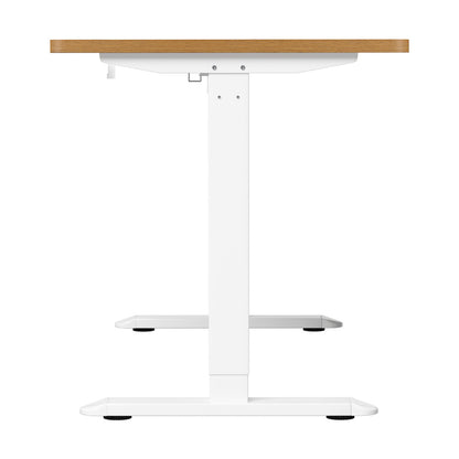 Oikiture Standing Desk Wireless Charging Single Motor 140CM White &amp; Oak-Standing Desk-PEROZ Accessories