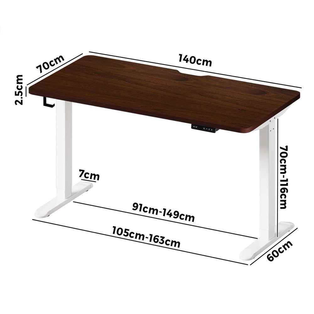 Oikiture Standing Desk Wireless Charging Single Motor 140CM White &amp; Walnut
