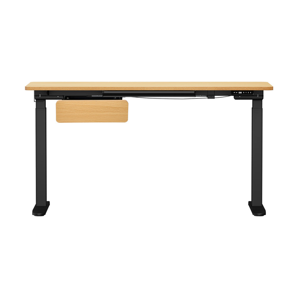 Oikiture 160cm Electric Standing Desk with Drawer Adjustable Oak Black-Standing Desk-PEROZ Accessories