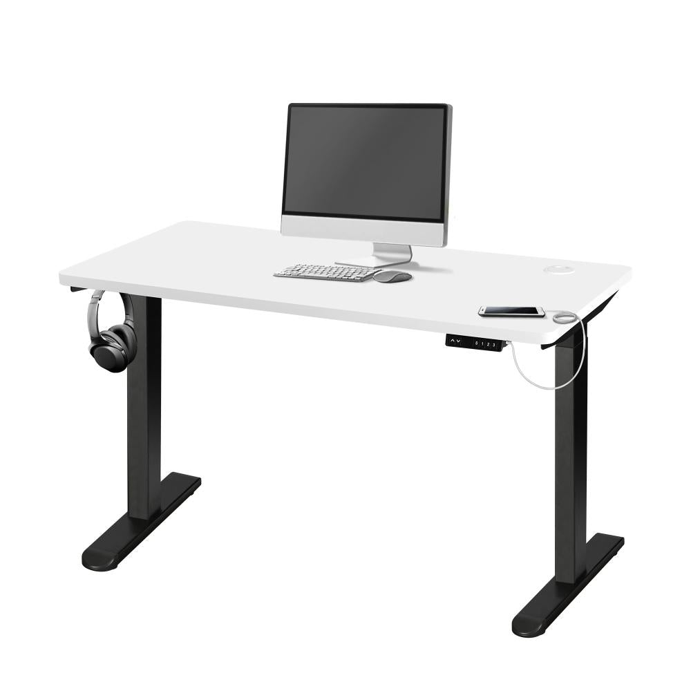 Oikiture Standing Desk Dual Motor Electric Height Adjustable Sit Stand Table - Black/White - 1200mm x 600mm-Standing Desks-PEROZ Accessories