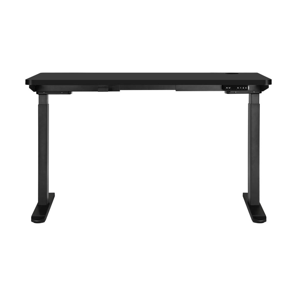 Oikiture Standing Desk Dual Motor Electric Height Adjustable Sit Stand Table - Black/Black - 1400mm x 700mm-Standing Desks-PEROZ Accessories