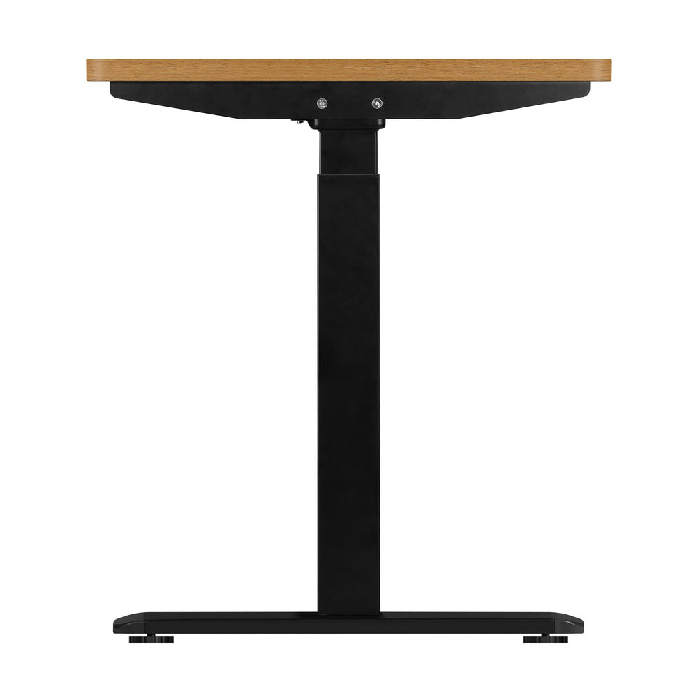 Oikiture Standing Desk Dual Motor Electric Height Adjustable Sit Stand Table - Black/Oak - 1400mm x 700mm