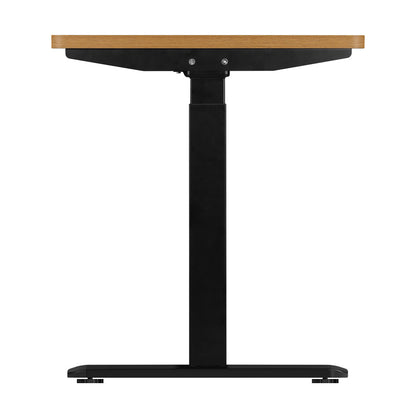 Oikiture Standing Desk Dual Motor Electric Height Adjustable Sit Stand Table - Black/Oak - 1400mm x 700mm-Office Desks-PEROZ Accessories