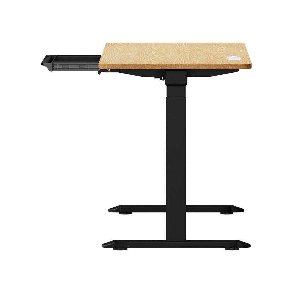 Oikiture 150cm Electric Standing Desk with Drawer Adjustable Black Oak-Standing Desk-PEROZ Accessories