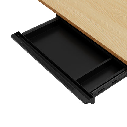 Oikiture 150cm Electric Standing Desk with Drawer Adjustable Black Oak-Standing Desk-PEROZ Accessories