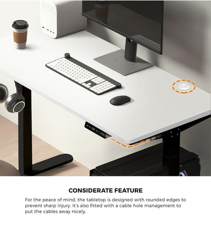 Oikiture Standing Desk Dual Motor 150cm Black&amp;White-Standing Desks-PEROZ Accessories