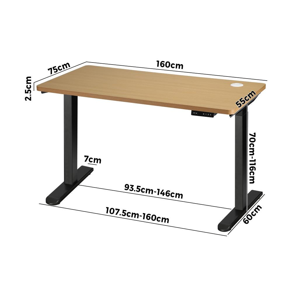 OIKITURE Ergonomic Sit Stand Desk 28&quot;-45&quot; Electric Standing Desk Home Office Computer Workstation Height Adjustable Desk 160cm Length Black and WN-Standing Desk-PEROZ Accessories