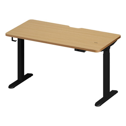 Oikiture Standing Desk Wireless Charging Dual Motor 140CM Black &amp; Oak-Standing Desk-PEROZ Accessories