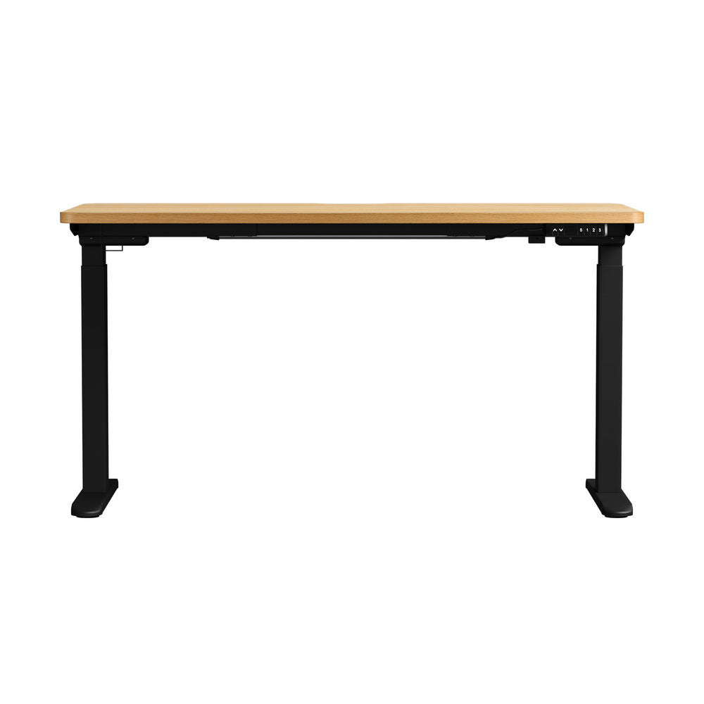 Oikiture Standing Desk Wireless Charging Dual Motor 140CM Black &amp; Oak-Standing Desk-PEROZ Accessories