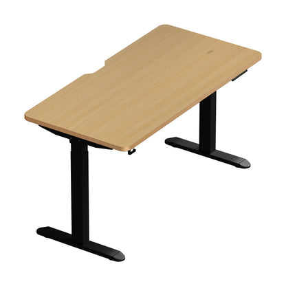 Oikiture Standing Desk Wireless Charging Dual Motor 140CM Black &amp; Oak-Standing Desk-PEROZ Accessories