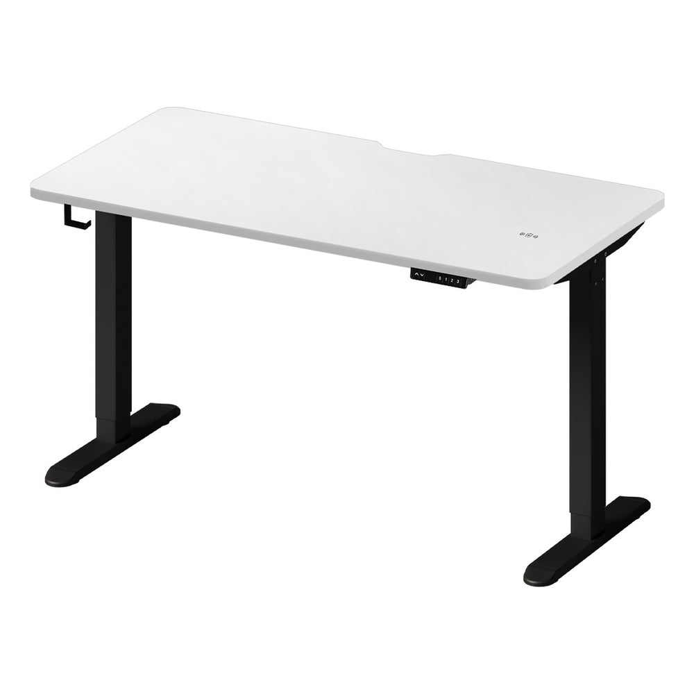 Oikiture Standing Desk Wireless Charging Dual Motor 140CM Black &amp; White-Standing Desk-PEROZ Accessories