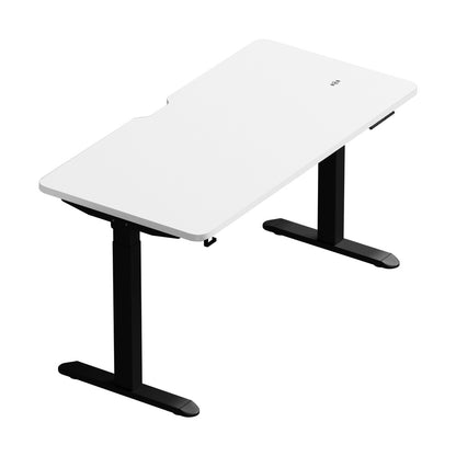 Oikiture Standing Desk Wireless Charging Dual Motor 140CM Black &amp; White-Standing Desk-PEROZ Accessories