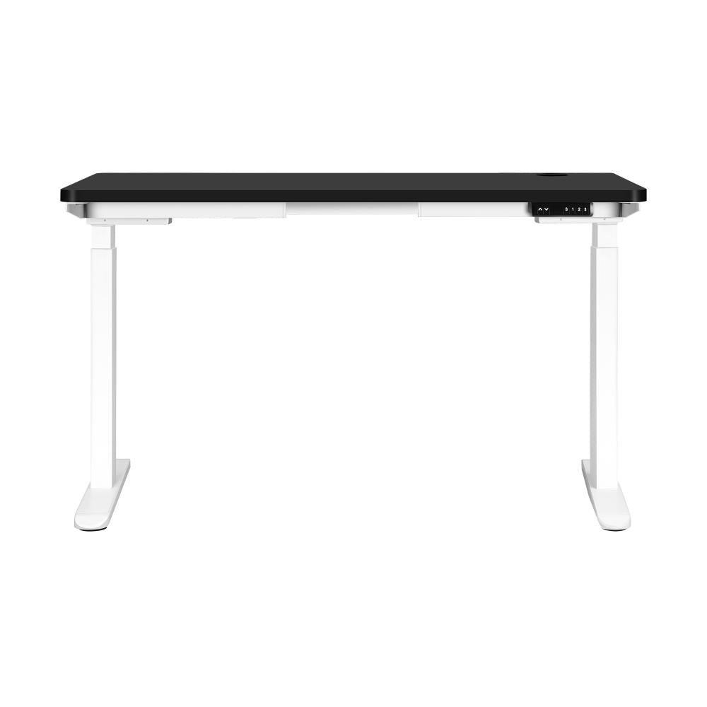 Oikiture Standing Desk Dual Motor Electric Height Adjustable Sit Stand Table - White/Black - 1400mm x 700mm-Standing Desks-PEROZ Accessories