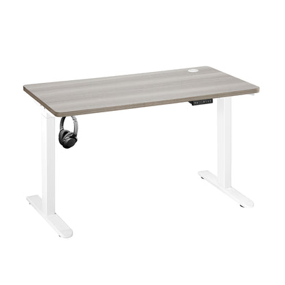 Oikiture 140cm Electric Standing Desk Dual Motor White &amp; Grey-Oak-Standing Desk-PEROZ Accessories
