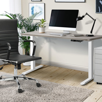Oikiture 140cm Electric Standing Desk Dual Motor White &amp; Grey-Oak-Standing Desk-PEROZ Accessories