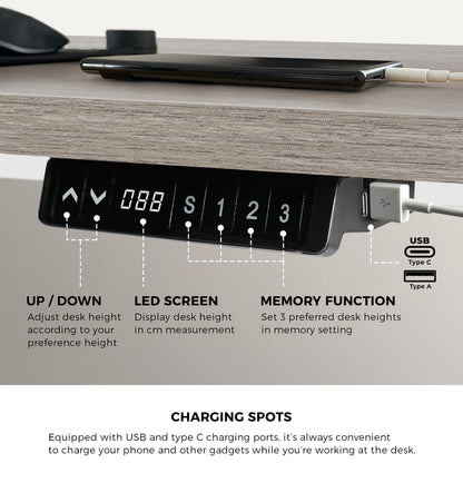 Oikiture 140cm Electric Standing Desk Dual Motor White &amp; Grey-Oak-Standing Desk-PEROZ Accessories