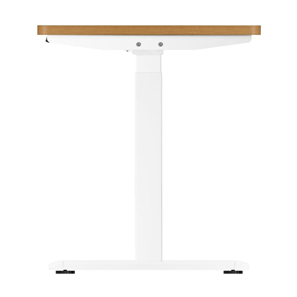 Oikiture Standing Desk Dual Motor Electric Height Adjustable Sit Stand Table - White/Oak - 1400mm x 700mm-Standing Desks-PEROZ Accessories