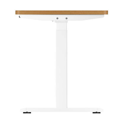 Oikiture Standing Desk Dual Motor Electric Height Adjustable Sit Stand Table - White/Oak - 1400mm x 700mm-Office Desks-PEROZ Accessories