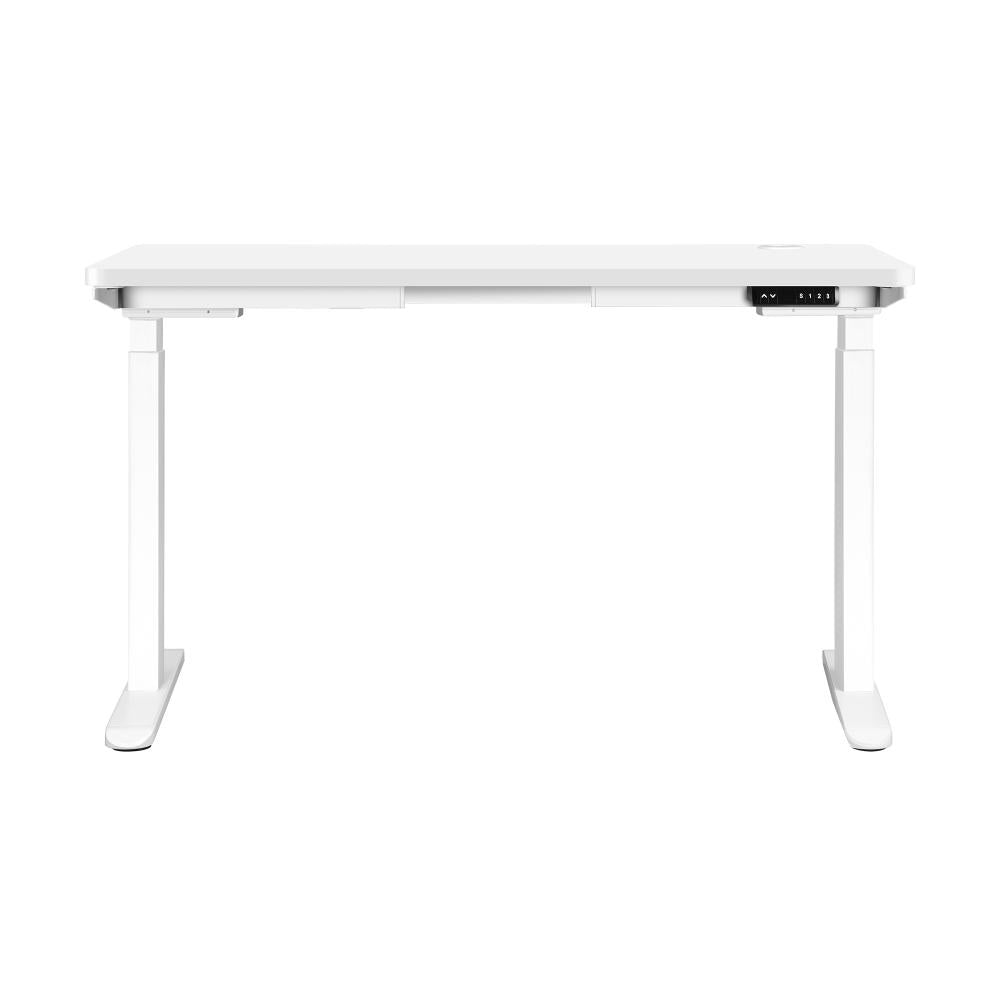 Oikiture Standing Desk Dual Motor Electric Height Adjustable Sit Stand Table - White/White - 1400mm x 700mm-Standing Desks-PEROZ Accessories