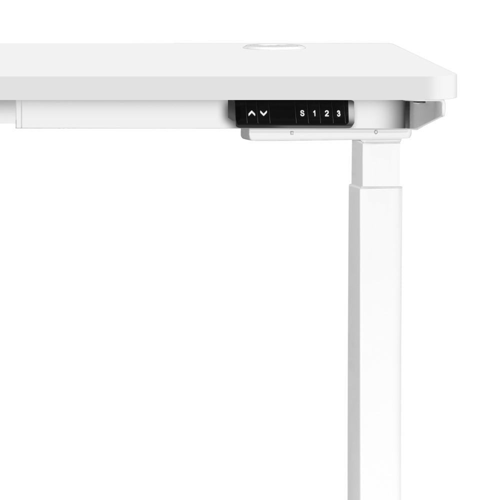 Oikiture Standing Desk Dual Motor Electric Height Adjustable Sit Stand Table - White/White - 1400mm x 700mm-Standing Desks-PEROZ Accessories