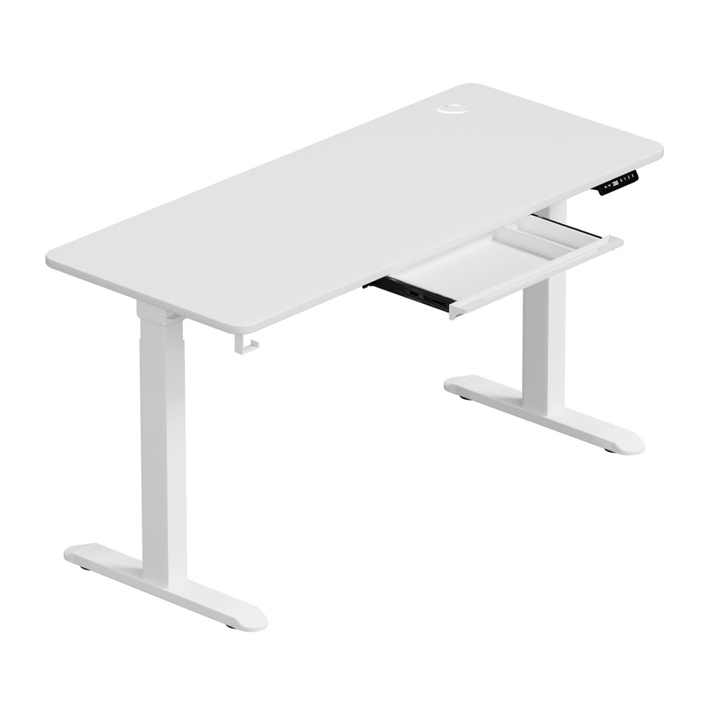 Oikiture 140cm Electric Standing Desk with Drawer Adjustable White-Standing Desk-PEROZ Accessories