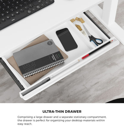 Oikiture 140cm Electric Standing Desk with Drawer Adjustable White-Standing Desk-PEROZ Accessories