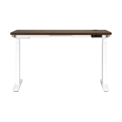 Oikiture Standing Desk Dual Motor Electric Height Adjustable Sit Stand Table - White/Walnut - 1400mm x 700mm-Standing Desks-PEROZ Accessories
