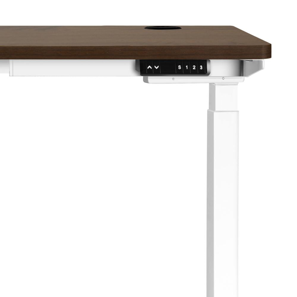 Oikiture Standing Desk Dual Motor Electric Height Adjustable Sit Stand Table - White/Walnut - 1400mm x 700mm-Standing Desks-PEROZ Accessories