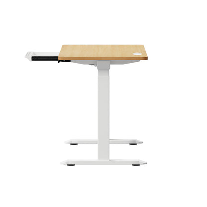 Oikiture 150cm Electric Standing Desk with Drawer Adjustable White Oak-Standing Desk-PEROZ Accessories