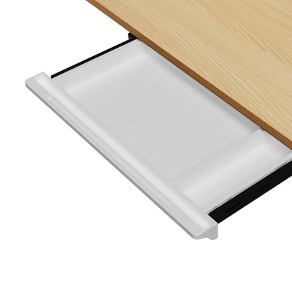 Oikiture 150cm Electric Standing Desk with Drawer Adjustable White Oak-Standing Desk-PEROZ Accessories