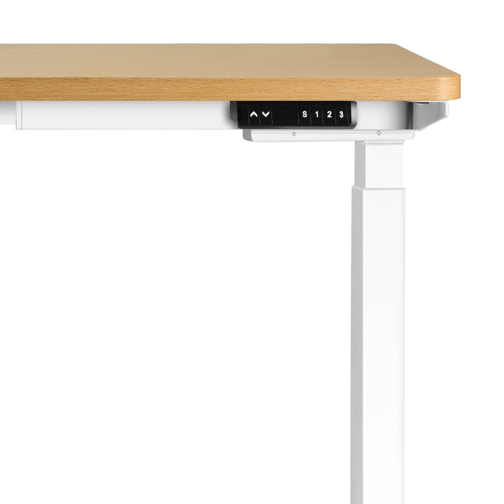 OIKITURE Ergonomic Sit Stand Desk 28&quot;-45&quot; Electric Standing Desk Home Office Computer Workstation Height Adjustable Desk 160cm Length White and WN-Office Desks-PEROZ Accessories