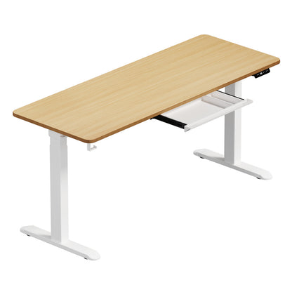 Oikiture 160cm Electric Standing Desk with Drawer Adjustable White Oak-Standing Desk-PEROZ Accessories
