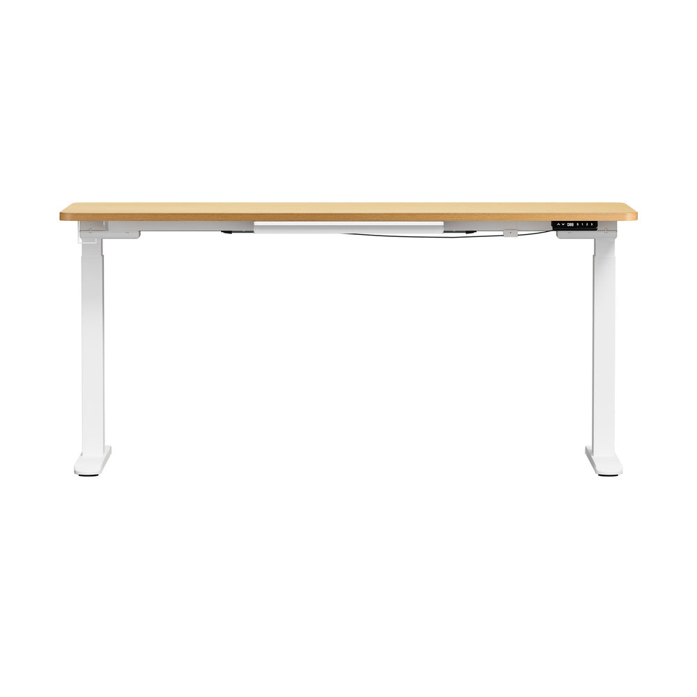 Oikiture 160cm Electric Standing Desk with Drawer Adjustable White Oak-Standing Desk-PEROZ Accessories