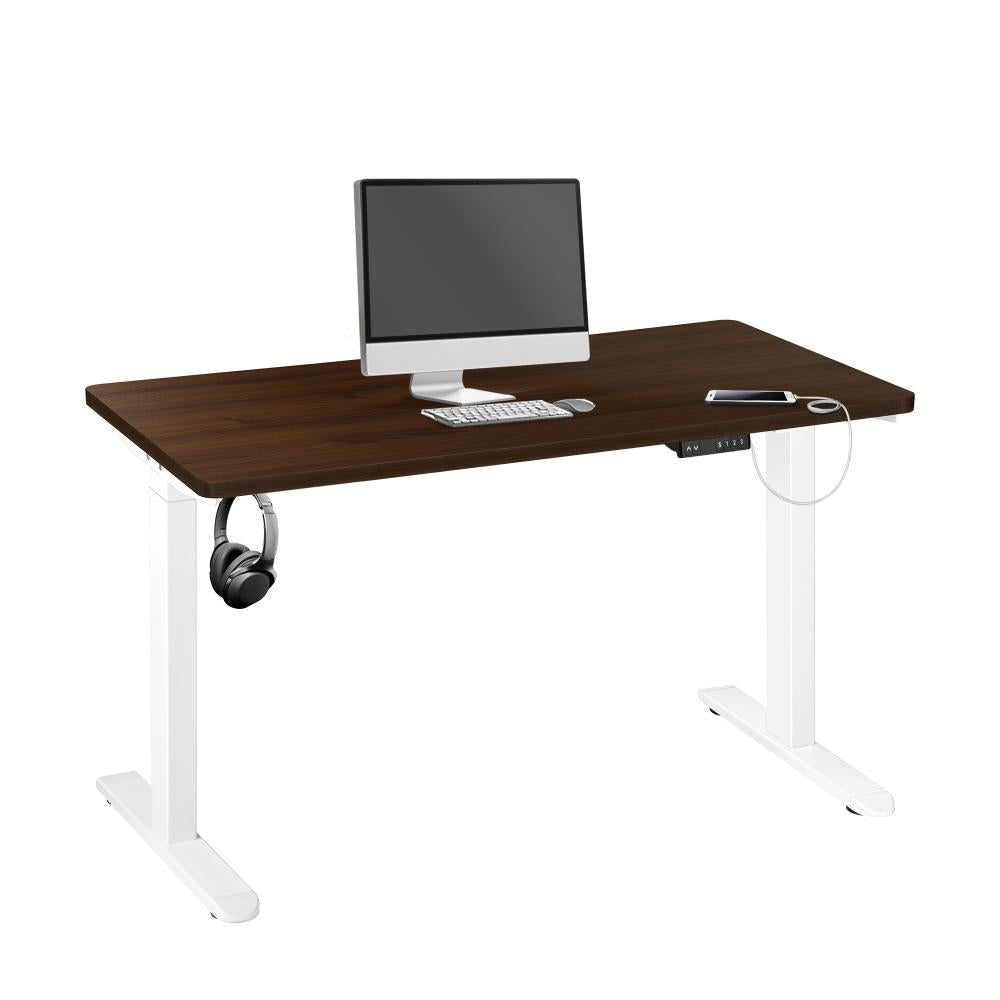 Oikiture Sit-Stand Desk Height Adjustable Desk White&amp;Walnut-Standing Desks-PEROZ Accessories