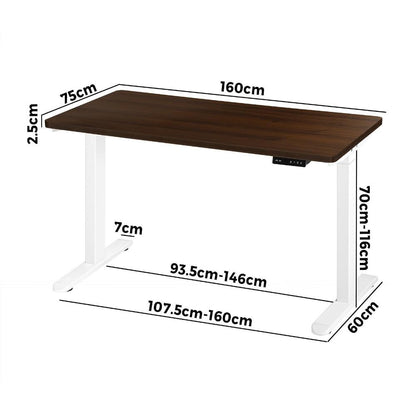 Oikiture Sit-Stand Desk Height Adjustable Desk White&amp;Walnut-Standing Desks-PEROZ Accessories