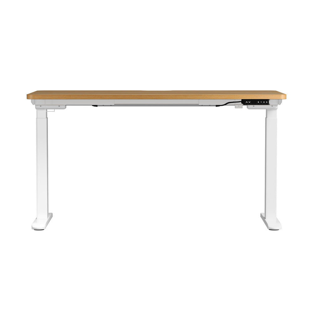 Oikiture Standing Desk Wireless Charging Dual Motor 140CM White &amp; Oak-Standing Desk-PEROZ Accessories
