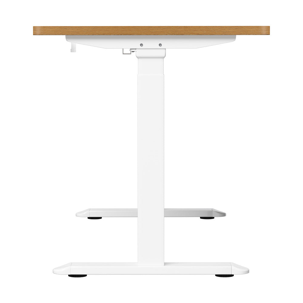 Oikiture Standing Desk Wireless Charging Dual Motor 140CM White &amp; Oak