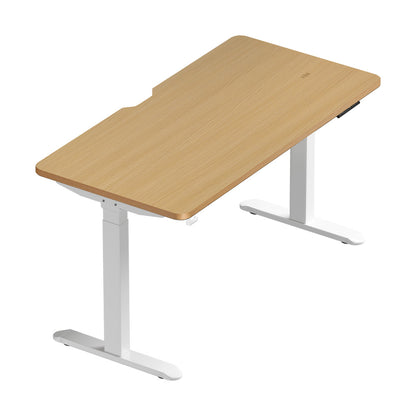 Oikiture Standing Desk Wireless Charging Dual Motor 140CM White &amp; Oak-Standing Desk-PEROZ Accessories
