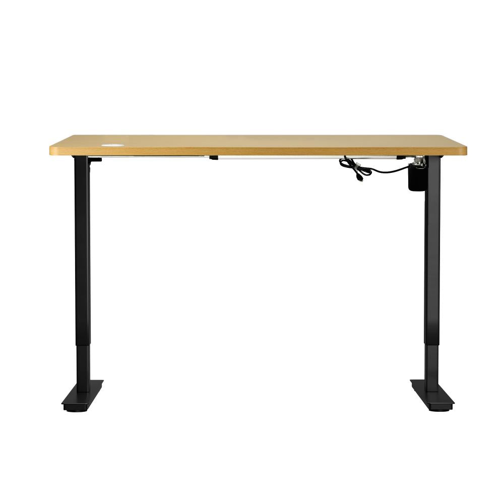 Oikiture Electric Standing Desk Single Motor Height Adjustable Sit Stand Table - Black/Oak - 1200mm x 600mm-Standing Desks-PEROZ Accessories