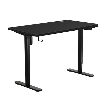 Oikiture Electric Standing Desk Single Motor Height Adjustable Sit Stand Table - Black/Black - 1400mm x 700mm-Office Desks-PEROZ Accessories