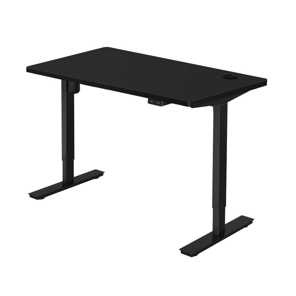 Oikiture Electric Standing Desk Single Motor Height Adjustable Sit Stand Table - Black/Black - 1400mm x 700mm-Standing Desks-PEROZ Accessories