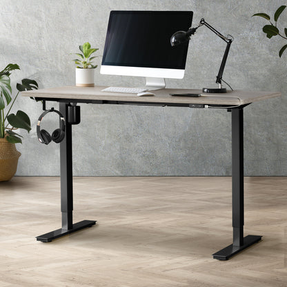 Oikiture 140CM Electric Standing Desk Adjustable Black &amp; Grey-Oak-Standing Desk-PEROZ Accessories