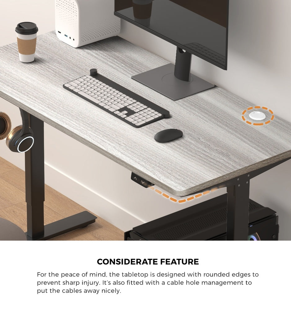 Oikiture 140CM Electric Standing Desk Adjustable Black &amp; Grey-Oak-Standing Desk-PEROZ Accessories