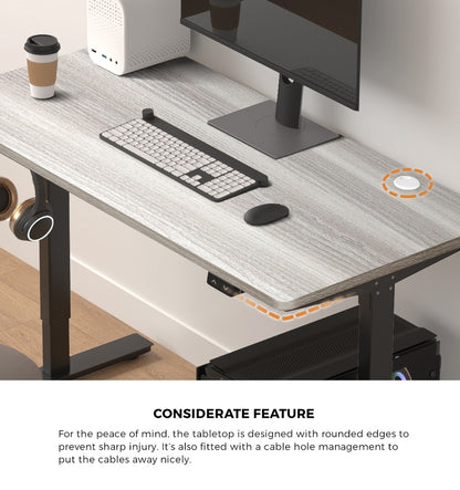 Oikiture 140CM Electric Standing Desk Adjustable Black &amp; Grey-Oak-Standing Desk-PEROZ Accessories