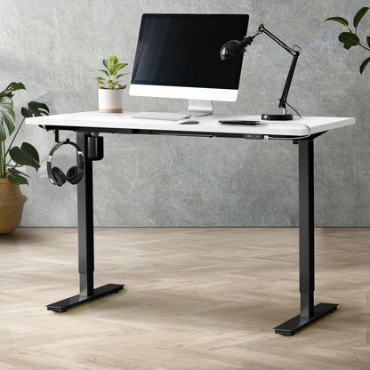 Oikiture Electric Standing Desk Single Motor Height Adjustable Sit Stand Table - 1400mm x 700mm-Office Desks-PEROZ Accessories