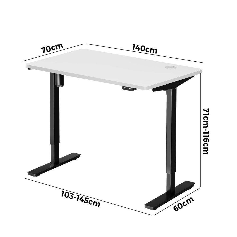 Oikiture Electric Standing Desk Single Motor Height Adjustable Sit Stand Table - 1400mm x 700mm-Office Desks-PEROZ Accessories